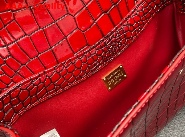 Dolce Gabbana Medium DG Girls Shoulder Bag in Red Croc Effect Calfskin Replica