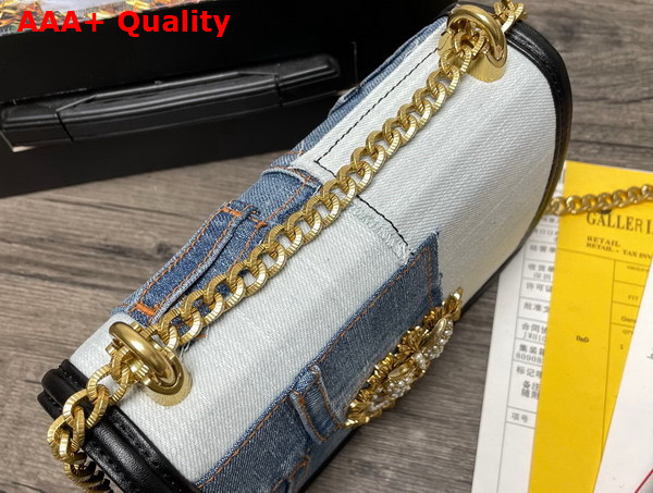 Dolce Gabbana Medium Devotion Bag in Patchwork Denim and Plain Calfskin Denim Replica