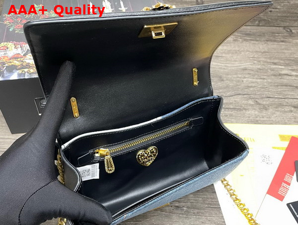 Dolce Gabbana Medium Devotion Bag in Patchwork Denim and Plain Calfskin Denim Replica