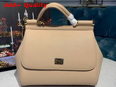 Dolce Gabbana Medium Sicily Bag in Beige Dauphine Calfskin Replica