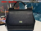 Dolce Gabbana Medium Sicily Bag in Black Dauphine Calfskin Replica