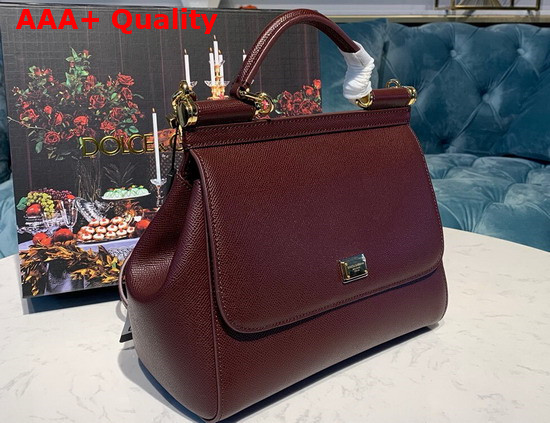 Dolce Gabbana Medium Sicily Bag in Bordeaux Dauphine Calfskin Replica