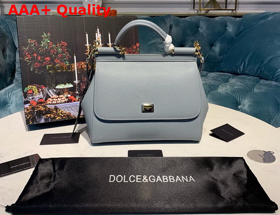 Dolce Gabbana Medium Sicily Bag in Light Blue Dauphine Calfskin Replica