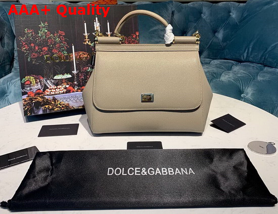 Dolce Gabbana Medium Sicily Bag in Light Grey Dauphine Calfskin Replica
