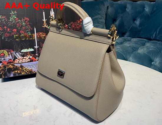 Dolce Gabbana Medium Sicily Bag in Light Grey Dauphine Calfskin Replica