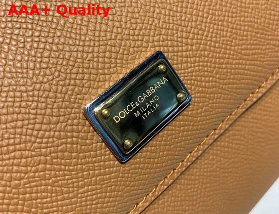 Dolce Gabbana Medium Sicily Bag in Tan Dauphine Calfskin Replica