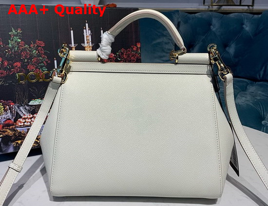 Dolce Gabbana Medium Sicily Bag in White Dauphine Calfskin Replica