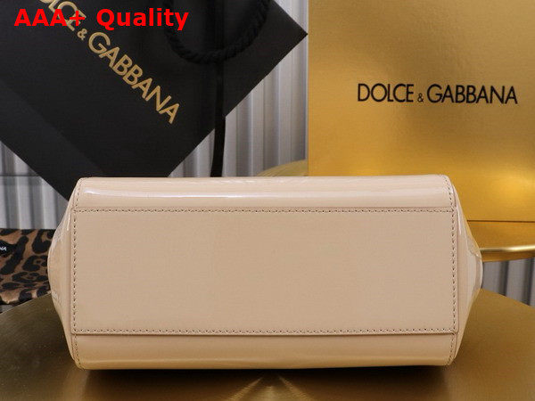 Dolce Gabbana Medium Sicily Handbag in Beige Patent Leather Replica