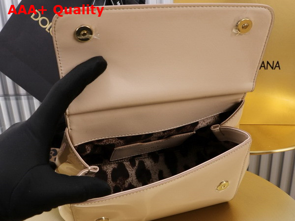 Dolce Gabbana Medium Sicily Handbag in Beige Patent Leather Replica
