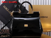 Dolce Gabbana Medium Sicily Handbag in Black Patent Leather Replica