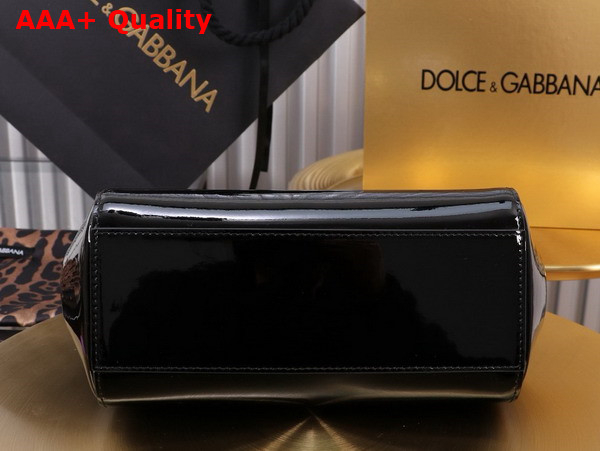 Dolce Gabbana Medium Sicily Handbag in Black Patent Leather Replica