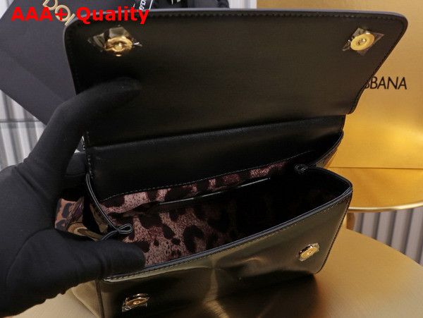Dolce Gabbana Medium Sicily Handbag in Black Patent Leather Replica