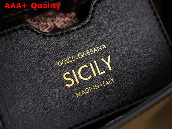 Dolce Gabbana Medium Sicily Handbag in Black Patent Leather Replica