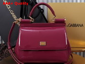 Dolce Gabbana Medium Sicily Handbag in Burgundy Patent Leather Replica