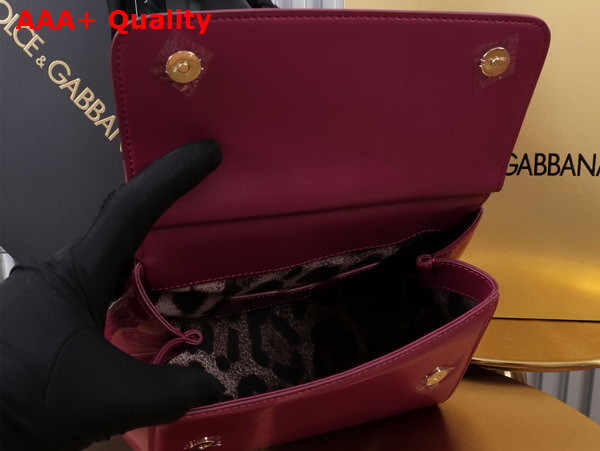 Dolce Gabbana Medium Sicily Handbag in Burgundy Patent Leather Replica
