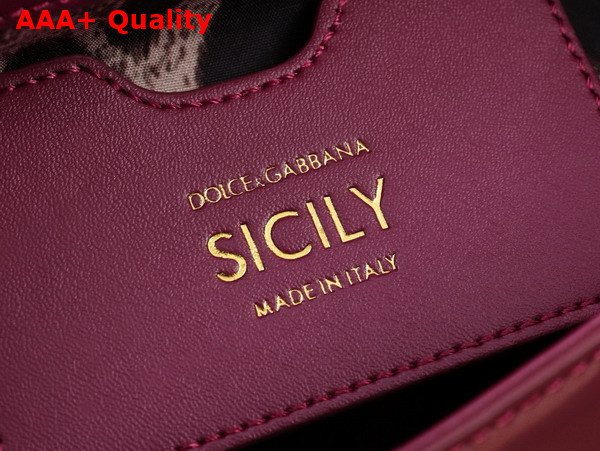 Dolce Gabbana Medium Sicily Handbag in Burgundy Patent Leather Replica