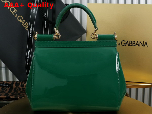 Dolce Gabbana Medium Sicily Handbag in Green Patent Leather Replica