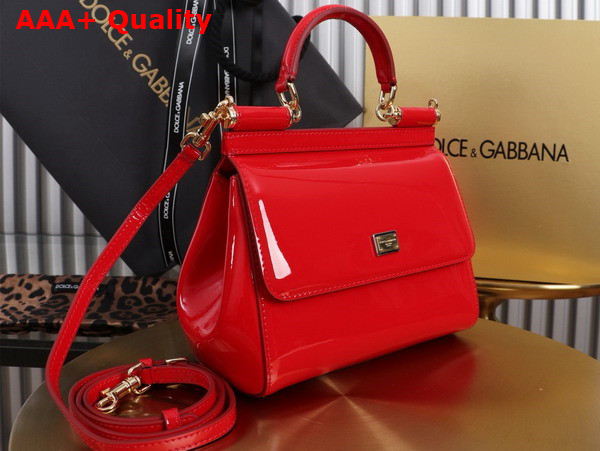 Dolce Gabbana Medium Sicily Handbag in Red Patent Leather Replica