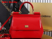 Dolce Gabbana Medium Sicily Handbag in Red Patent Leather Replica