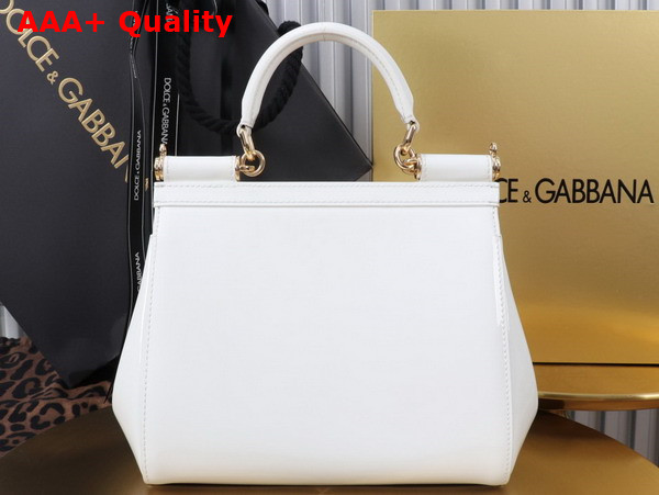 Dolce Gabbana Medium Sicily Handbag in White Patent Leather Replica
