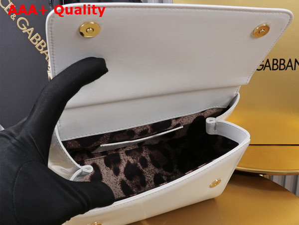 Dolce Gabbana Medium Sicily Handbag in White Patent Leather Replica