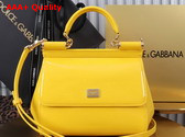 Dolce Gabbana Medium Sicily Handbag in Yellow Patent Leather Replica