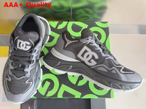 Dolce Gabbana Mixed Material Daymaster Sneakers in Black Replica