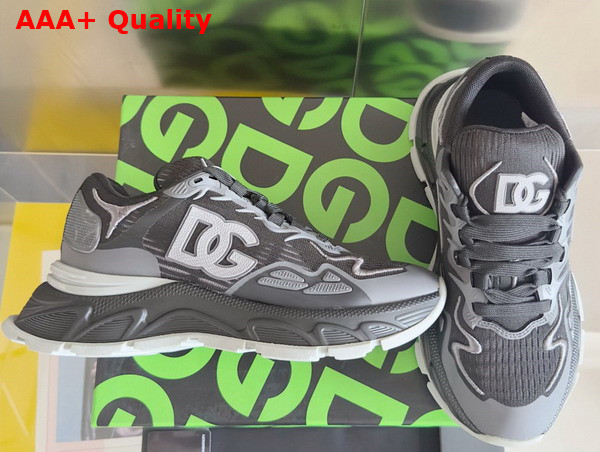 Dolce Gabbana Mixed Material Daymaster Sneakers in Black Replica