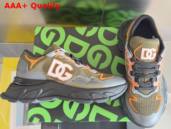 Dolce Gabbana Mixed Material Daymaster Sneakers in Green Replica