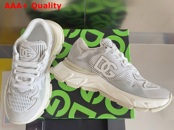 Dolce Gabbana Mixed Material Daymaster Sneakers in White Replica