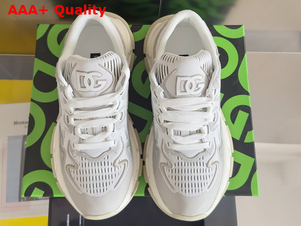 Dolce Gabbana Mixed Material Daymaster Sneakers in White Replica