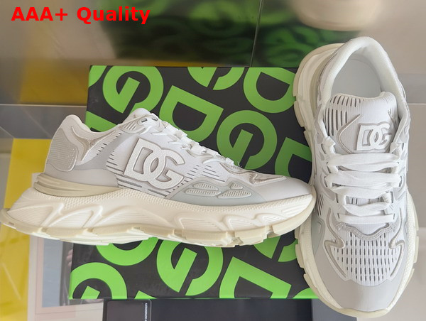 Dolce Gabbana Mixed Material Daymaster Sneakers in White Replica