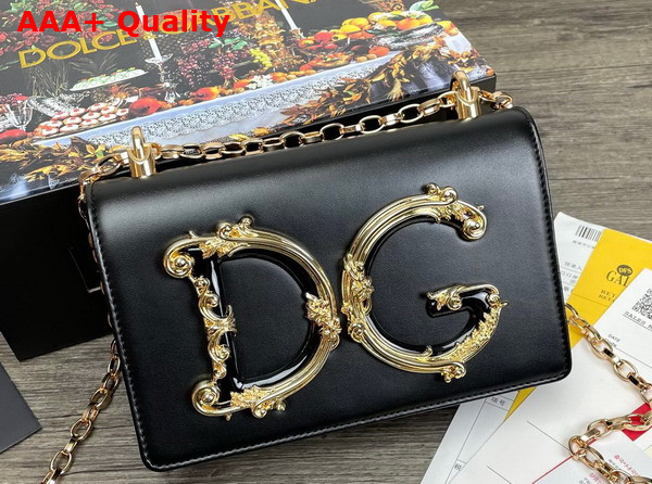 Dolce Gabbana Nappa Leather DG Girls Shoulder Bag in Black Replica