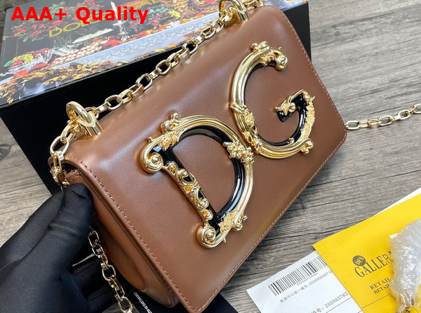 Dolce Gabbana Nappa Leather DG Girls Shoulder Bag in Brown Replica