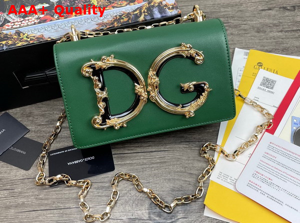 Dolce Gabbana Nappa Leather DG Girls Shoulder Bag in Green Replica