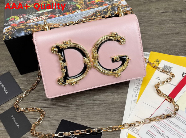 Dolce Gabbana Nappa Leather DG Girls Shoulder Bag in Pale Pink Replica