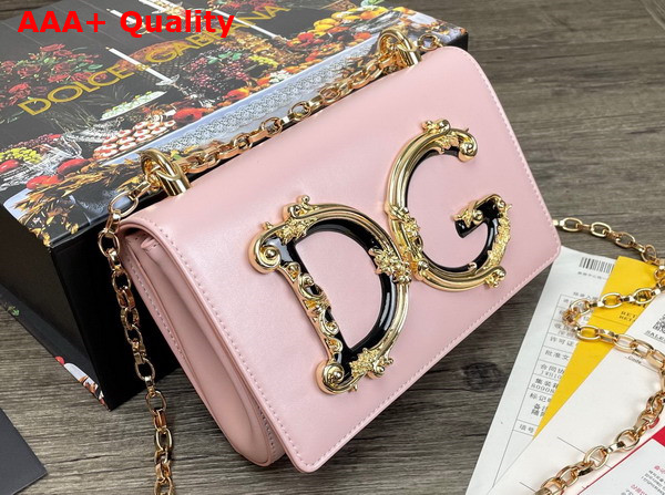 Dolce Gabbana Nappa Leather DG Girls Shoulder Bag in Pale Pink Replica