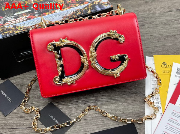 Dolce Gabbana Nappa Leather DG Girls Shoulder Bag in Red Replica