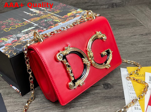 Dolce Gabbana Nappa Leather DG Girls Shoulder Bag in Red Replica