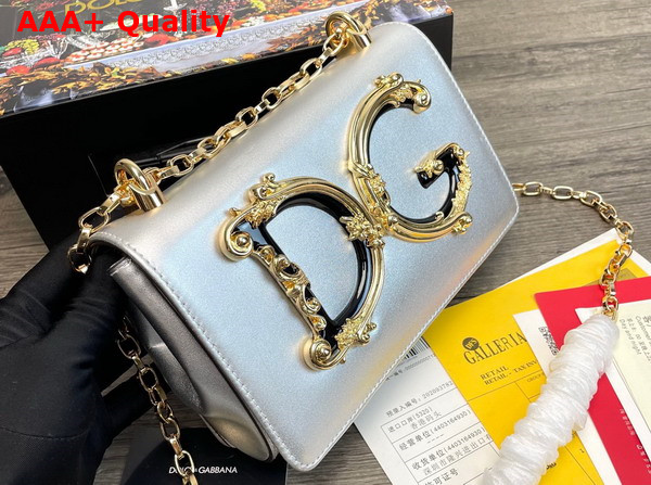 Dolce Gabbana Nappa Leather DG Girls Shoulder Bag in Silver Replica