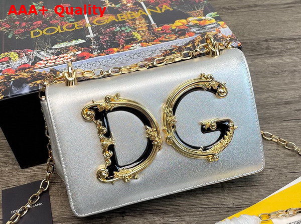 Dolce Gabbana Nappa Leather DG Girls Shoulder Bag in Silver Replica