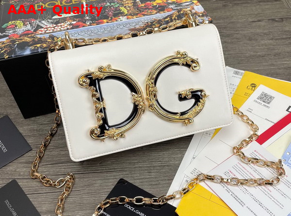 Dolce Gabbana Nappa Leather DG Girls Shoulder Bag in White Replica