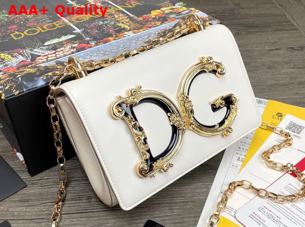 Dolce Gabbana Nappa Leather DG Girls Shoulder Bag in White Replica