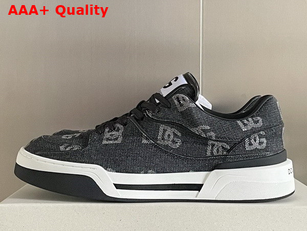 Dolce Gabbana New Roma Sneakers with Denim Logo Black Replica