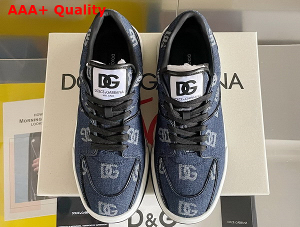 Dolce Gabbana New Roma Sneakers with Denim Logo Blue Replica