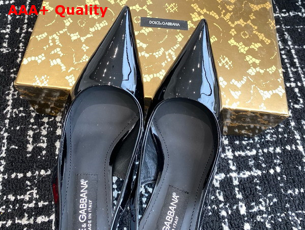 Dolce Gabbana Patent Leather Slingbacks in Black Replica