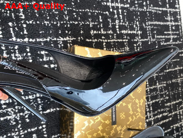 Dolce Gabbana Patent Leather Slingbacks in Black Replica