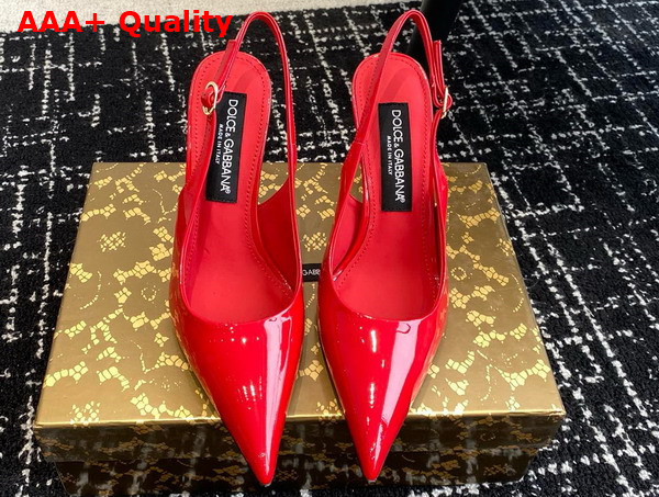Dolce Gabbana Patent Leather Slingbacks in Red Replica