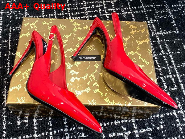 Dolce Gabbana Patent Leather Slingbacks in Red Replica