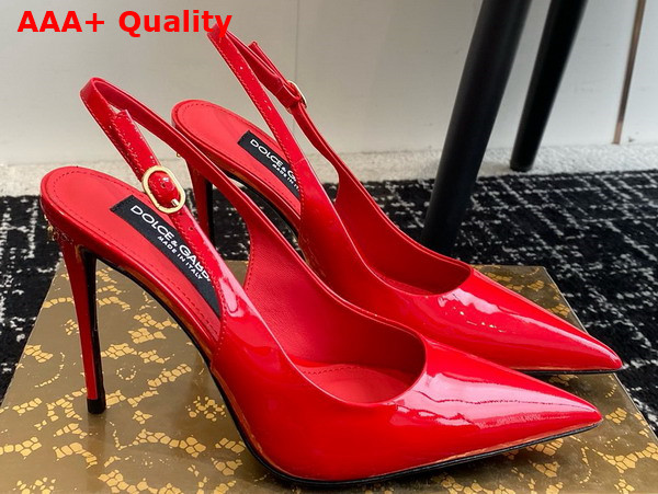 Dolce Gabbana Patent Leather Slingbacks in Red Replica